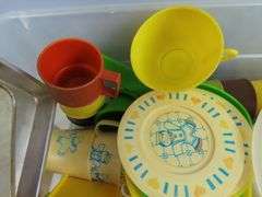 Lot of Vintage Child's Play Set with Tupperware Toys