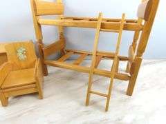 Vintage Strombecker Wooden Bunkbed, Chair & Chest