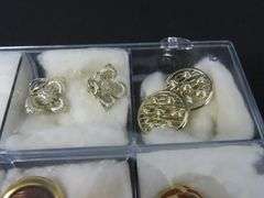 12 Pairs of Vintage Clip Earrings in Plastic Storage Cases