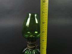 Small Vintage Green Glass Oil Lamp