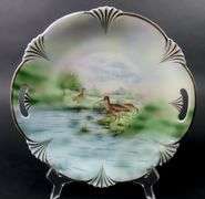 Handpainted Victorian Double Handled Bavarian Plate