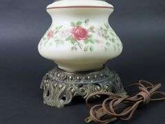 Antique Electrified Oil Lamp with Shade & Chimney