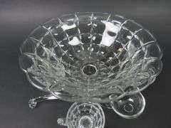 Vintage "Constellation Clear" Pedestal Punch Bowl with 3 Cups & Glass Ladle