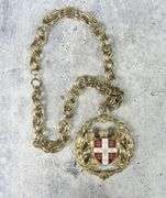 18" Necklace with Gold Tone Heraldic Crest Large Pendant