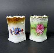 Lot of 2 Vintage Porcelain Toothpick Holders