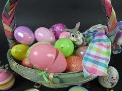 Big Lot of Easter Décor with Needlepoint Ornaments