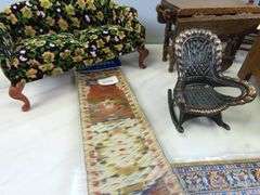 Lot of Doll House Furniture with Area Rug & Runner