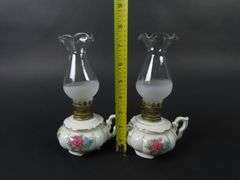 Lot of 2 Small Matching Oil Lamps