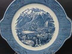 Currier & Ives "The Rocky Mountains" Double Handled Serving Plate