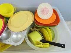 Lot of Vintage Child's Play Set with Tupperware Toys