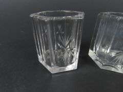 Lot of 2 Etched Crystal Toothpick Holders