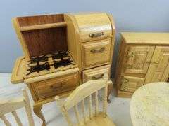 Lot of Beautiful Doll House Furniture with Stove & Table & Chairs
