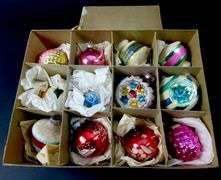 Box of Vintage Glass Christmas Ornaments