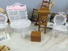 Mixed Lot of Doll House Furniture with Metal Table & Chairs