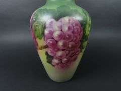 Antique Large Hand Painted Floral Bristol Glass Vase