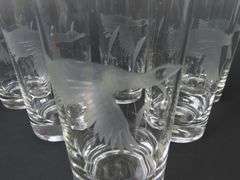 Lot of 6 Vintage Etched "Geese" Highball Glasses