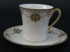 Lot of 6 Vintage Handpainted Nippon Chocolate Cups & Saucers - Made in Japan