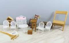 Mixed Lot of Doll House Furniture with Metal Table & Chairs