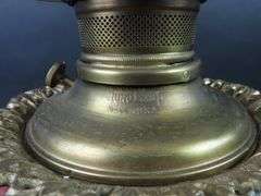 Beautiful Handpainted Antique Oil Lamp with Shade & Chimney