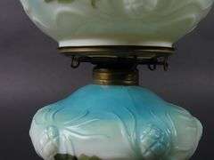 Antique Handpainted Oil Lamp with Globe & Chimney