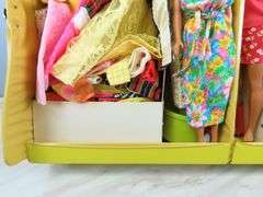 Barbie, Ken and Tons of Clothes in Vintage Fashion Doll Trunk