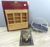 Grouping of Doll House Furniture with Wall Unit & Chandelier