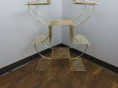 Retro Brass Tone Metal Plant Stand