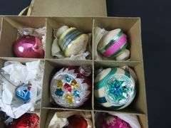 Box of Vintage Glass Christmas Ornaments