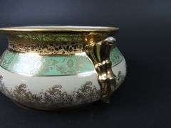 Antique Hand Decorated LeMleux China Jardinière with 24K Gold