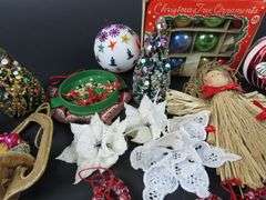 Another Big Lot of Mostly Vintage Christmas Décor with Handcrafted Ornaments