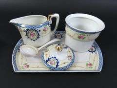 Noritake Handpainted Sugar & Creamer with Tray - Made in Japan