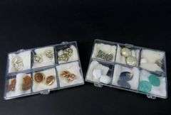 12 Pairs of Vintage Clip Earrings in Plastic Storage Cases