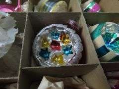 Box of Vintage Glass Christmas Ornaments