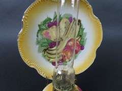 Unique Antique Oil Lamp with Matching Reflector Plate