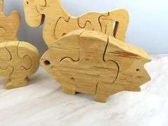 Lot of 5 Wooden Animal Puzzle Toys