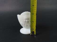 Vintage Indigenous Indian Chief Milk Glass Match Holder