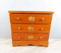 Large Vintage Wooden 3 Drawer Doll Chest