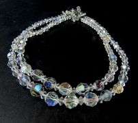 13" Aurora Borealis Glass Bead Double Strand Necklace