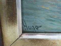 Antique Framed Painting Signed Hugo