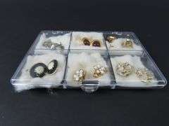 7 Pairs of Vintage Clip Earrings in Case