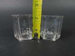 Lot of 2 Etched Crystal Toothpick Holders