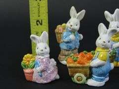 Lot of 5 Vintage Miniature Easter Bunny Figurines - Made in Taiwan