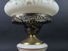 Antique Electrified Oil Lamp with Shade & Chimney