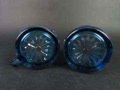 Vintage "Windsor Blue" Carnival Glass Cream & Lidded Sugar Dish by Indiana Glass