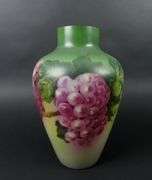 Antique Large Hand Painted Floral Bristol Glass Vase