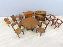 Lot of Doll House Furniture with Table & Chair Set