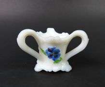 Victorian Painted Milk Glass Toothpick Holder