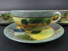 Lot of 6 Handpainted Japanese Cups & Saucers
