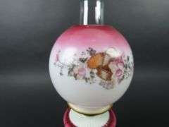 Antique Oil Lamp with Globe & Chimney