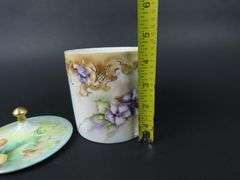 Handpainted French Lidded Cannister / Tobacco Jar